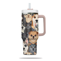 Thumbnail for Cute Dog Tumbler 40oz With Handle, Dog Face Pattern 40oz Tumbler, Puppies Tumbler with Straw, Dog Lover Tumbler, Stainless Steel Tumbler, Insulated Tumbler 05