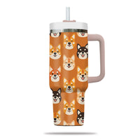 Thumbnail for Cute Shiba Tumbler 40oz With Handle, Shiba Pattern 40oz Tumbler, Dog Paw Photo Tumbler with Straw, Dog Lover Tumbler, Stainless Steel Tumbler, Insulated Tumbler 02