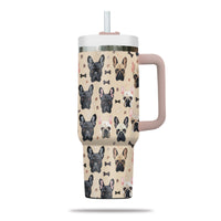 Thumbnail for Cute French Bulldog Tumbler 40oz With Handle, French Bulldog Pattern 40oz Tumbler, Dog Paw Photo Tumbler with Straw, Dog Lover Tumbler, Stainless Steel Tumbler, Insulated Tumbler 01