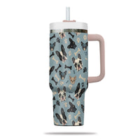 Thumbnail for Cute French Bulldog Tumbler 40oz With Handle, French Bulldog Pattern 40oz Tumbler, Dog Paw Photo Tumbler with Straw, Dog Lover Tumbler, Stainless Steel Tumbler, Insulated Tumbler 02