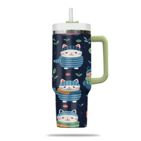 Thumbnail for Cute Cat Tumbler 40oz With Handle, Cat Pattern 40oz Tumbler, Cat Lover Tumbler 40oz, Stainless Steel Tumbler, Insulated Tumbler 08
