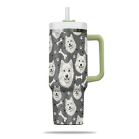 Thumbnail for Cute Samoyed Tumbler 40oz With Handle, Samoyed Pattern 40oz Tumbler, Dog Paw Photo Tumbler with Straw, Dog Lover Tumbler, Stainless Steel Tumbler, Insulated Tumbler 02