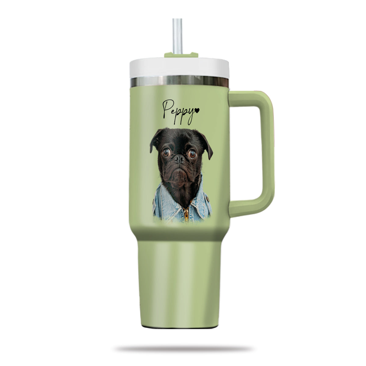 Custom Pet Photo Tumbler 40oz With Handle, Dog Photo Tumbler, Puppies Tumbler with Straw, Dog Lover Tumbler, Favorite Pet Tumbler, Stainless Steel Tumbler, Insulated Tumbler, Pet Photo Gift with Custom Pet Image 03