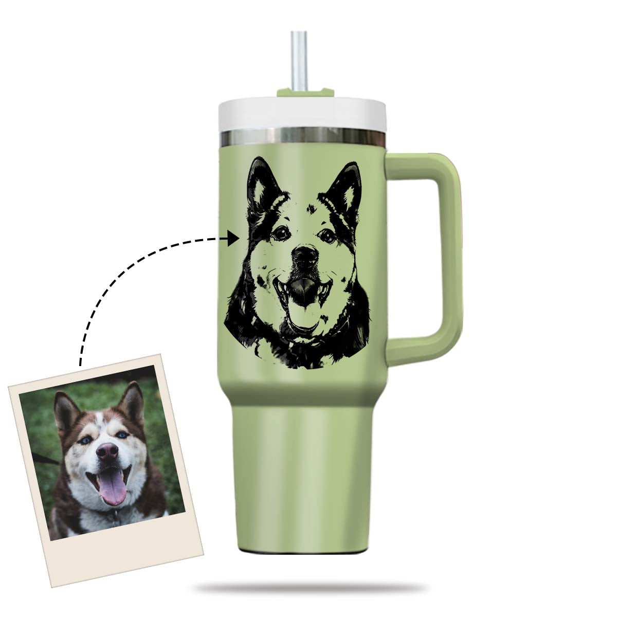 Custom Pet Photo Tumbler 40oz With Handle, Dog Photo Tumbler, Puppies Tumbler with Straw, Dog Lover Tumbler, Favorite Pet Tumbler, Stainless Steel Tumbler, Insulated Tumbler, Pet Photo Gift with Custom Pet Image 08