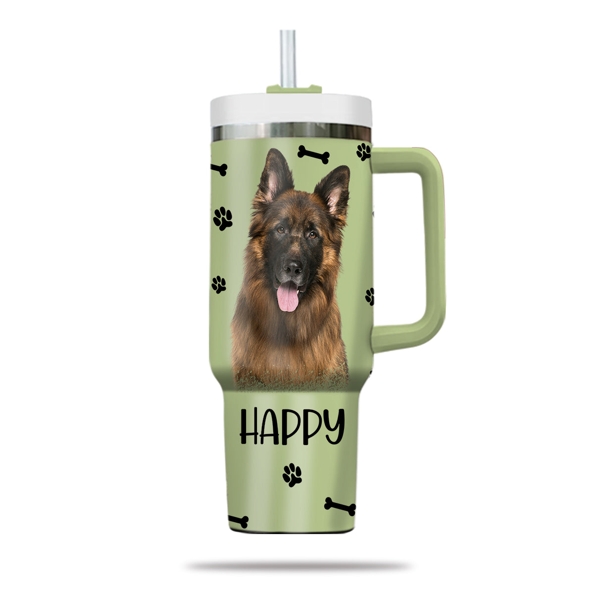 Custom Pet Photo Tumbler 40oz With Handle, Watercolor Pet Portrait From Photo Tumbler,  Personalized Dog Face Photo Tumbler with Straw, Dog Lover Tumbler, Stainless Steel Tumbler, Insulated Tumbler 15