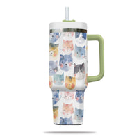 Thumbnail for Cute Cat Tumbler 40oz With Handle, Cat Pattern 40oz Tumbler, Cat Lover Tumbler 40oz, Stainless Steel Tumbler, Insulated Tumbler 18