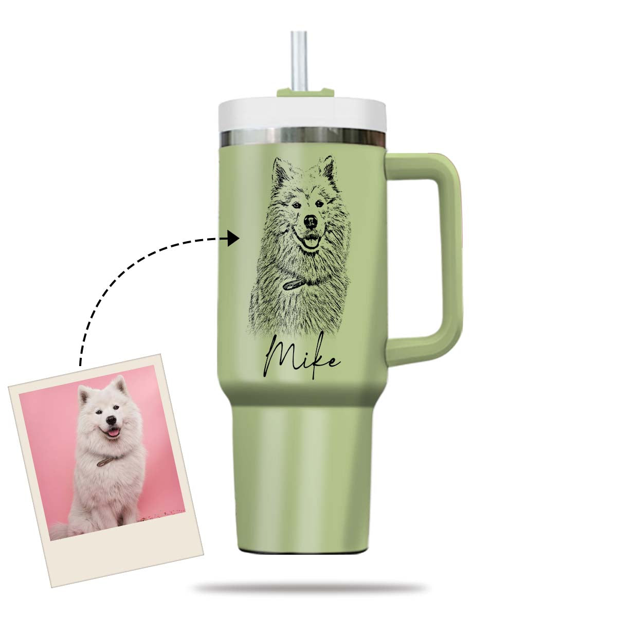 Custom Pet Photo Tumbler 40oz With Handle, Dog Photo Tumbler, Puppies Tumbler with Straw, Dog Lover Tumbler, Favorite Pet Tumbler, Stainless Steel Tumbler, Insulated Tumbler, Pet Photo Gift with Custom Pet Image 06