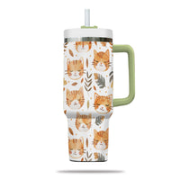 Thumbnail for Cute Cat Tumbler 40oz With Handle, Cat Pattern 40oz Tumbler, Cat Lover Tumbler 40oz, Stainless Steel Tumbler, Insulated Tumbler 16