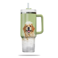 Thumbnail for Custom Pet Portrait Photo Tumbler 40oz With Handle, Animal in Tub, Funny Bathroom Art, Dog In Bathtub Print, Puppies Tumbler with Straw, Dog Lover Tumbler, Stainless Steel Tumbler, Insulated Tumbler 19