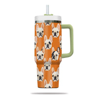 Thumbnail for Cute French Bulldog Tumbler 40oz With Handle, French Bulldog Pattern 40oz Tumbler, Dog Paw Photo Tumbler with Straw, Dog Lover Tumbler, Stainless Steel Tumbler, Insulated Tumbler 03