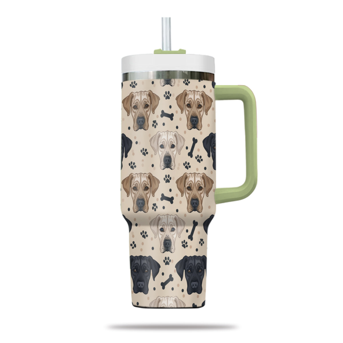 Cute Labrador Retriever Tumbler 40oz With Handle, Labrador Retriever Pattern 40oz Tumbler, Dog Paw Photo Tumbler with Straw, Dog Lover Tumbler, Stainless Steel Tumbler, Insulated Tumbler