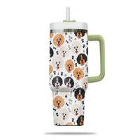 Thumbnail for Cute Poodle Tumbler 40oz With Handle, Poodle Pattern 40oz Tumbler, Dog Paw Photo Tumbler with Straw, Dog Lover Tumbler, Stainless Steel Tumbler, Insulated Tumbler 02