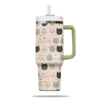 Thumbnail for Cute Cat Tumbler 40oz With Handle, Cat Pattern 40oz Tumbler, Cat Lover Tumbler 40oz, Stainless Steel Tumbler, Insulated Tumbler 11