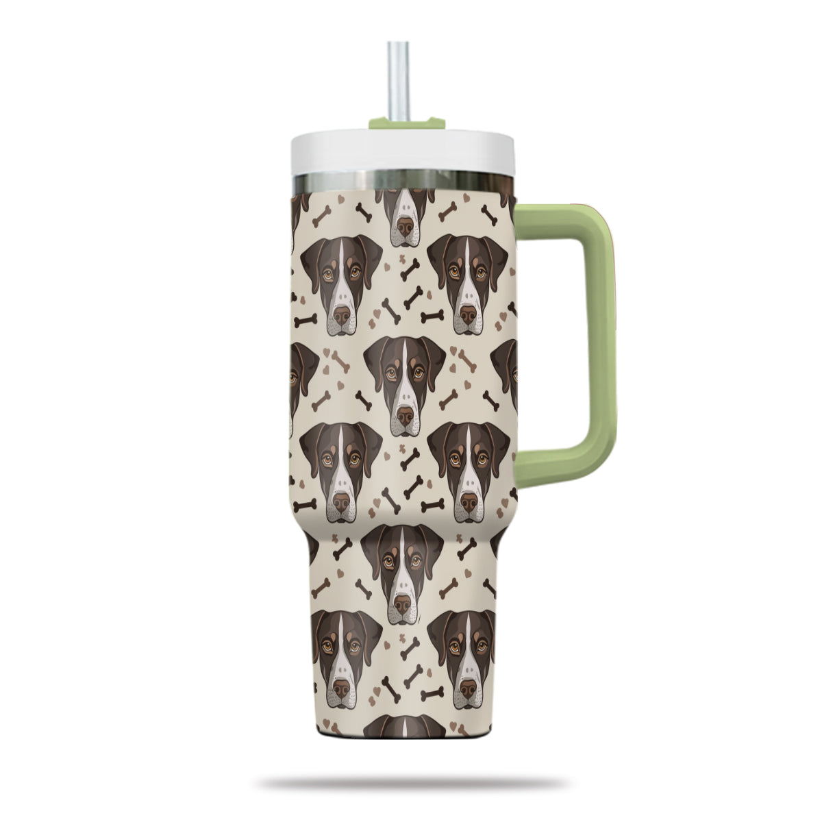 Cute German Shorthaired Pointer Tumbler 40oz With Handle, German Shorthaired Pointer Pattern 40oz Tumbler, Dog Paw Photo Tumbler with Straw, Dog Lover Tumbler, Stainless Steel Tumbler, Insulated Tumbler