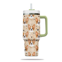 Thumbnail for Cute Corgi Tumbler 40oz With Handle, Corgi Pattern 40oz Tumbler, Dog Paw Photo Tumbler with Straw, Dog Lover Tumbler, Stainless Steel Tumbler, Insulated Tumbler