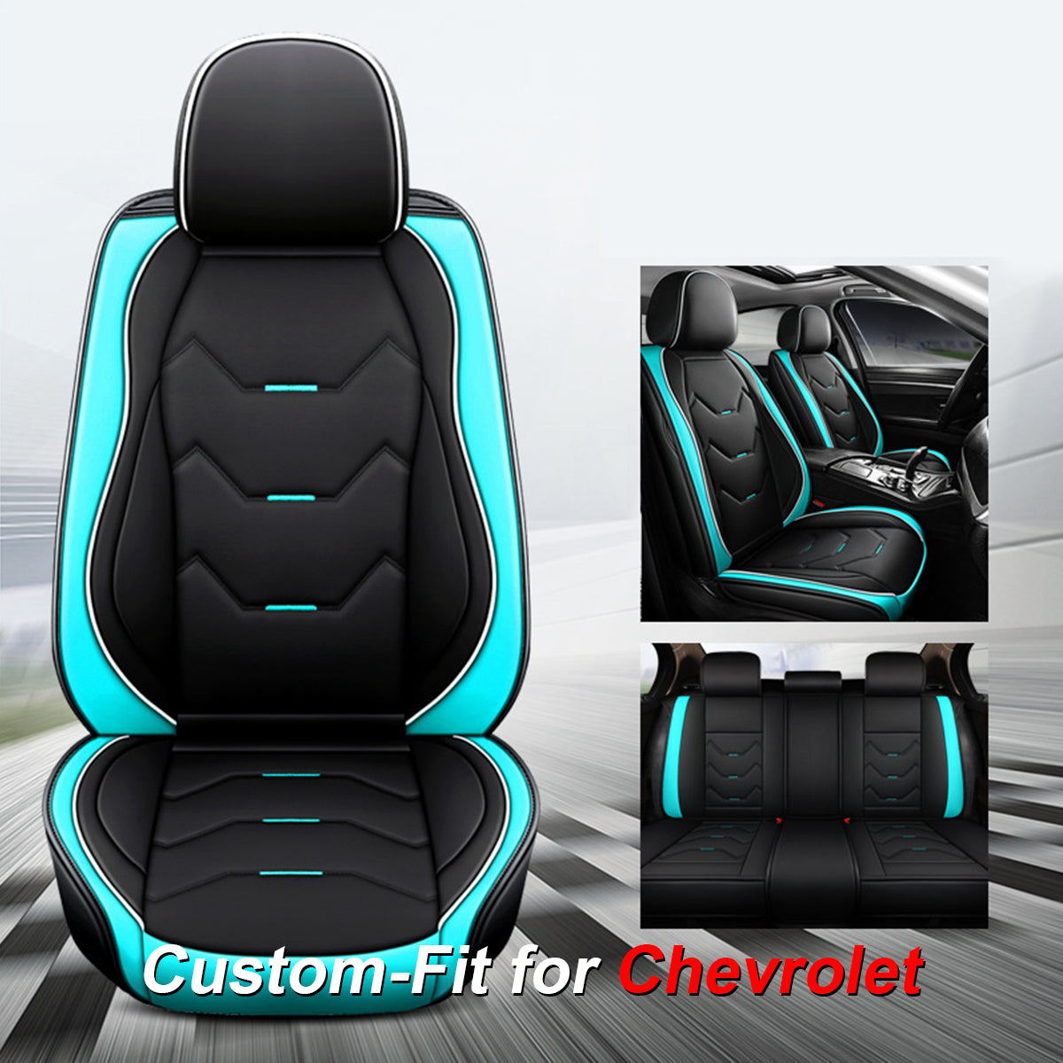 2 Leather Car Seat Covers 5 Seats Full Set, Custom for Fit Sedan SUV Truck Vans Leatherette Automotive Seat Cushion Protector Universal Fit