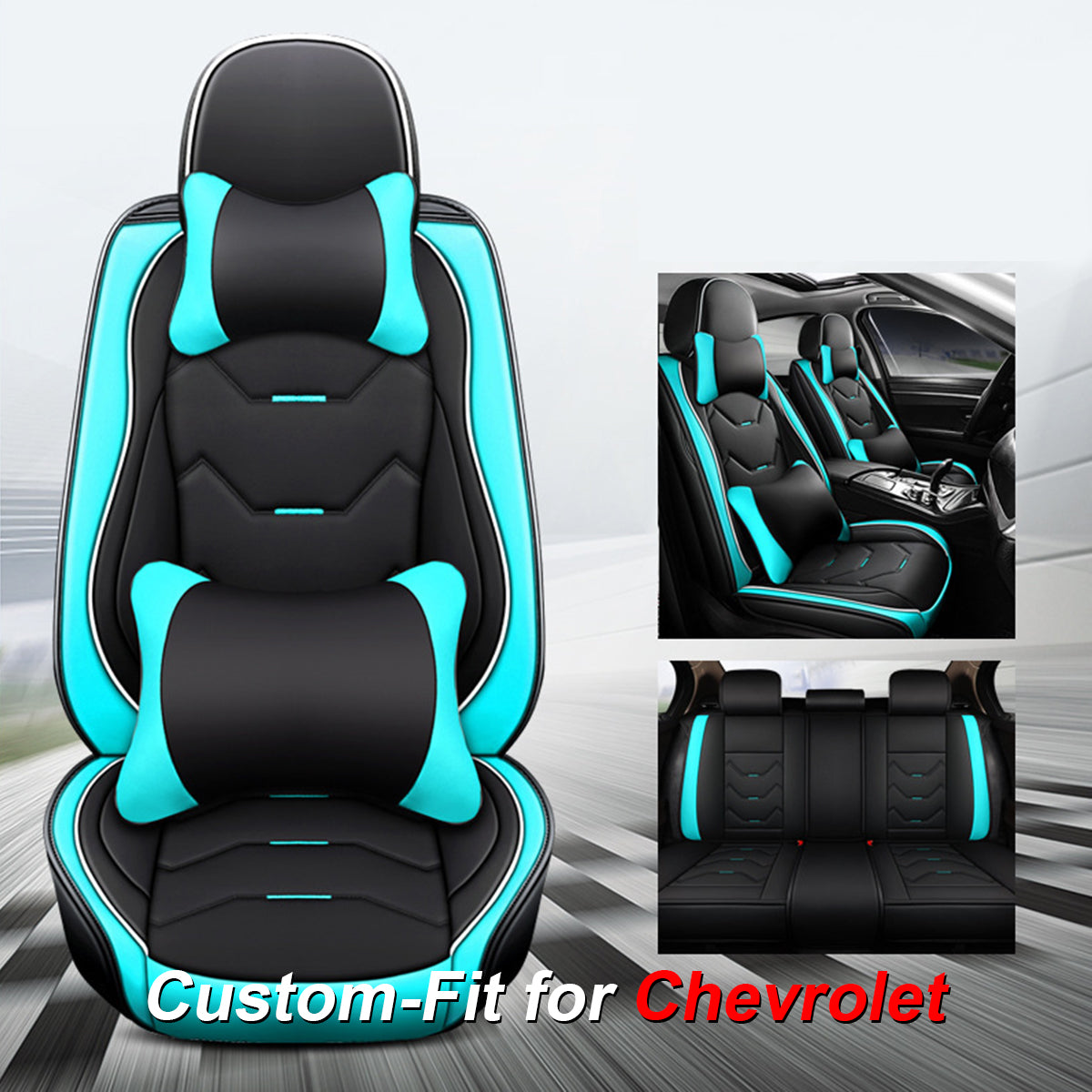 2 Leather Car Seat Covers 5 Seats Full Set, Custom for Fit Sedan SUV Truck Vans Leatherette Automotive Seat Cushion Protector Universal Fit