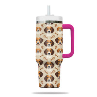 Thumbnail for Cute Beagle Tumbler 40oz With Handle, Beagle Pattern 40oz Tumbler, Dog Paw Photo Tumbler with Straw, Dog Lover Tumbler, Stainless Steel Tumbler, Insulated Tumbler