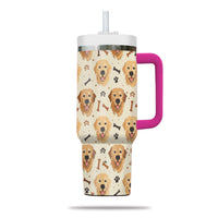 Thumbnail for Cute Golden Retriever Tumbler 40oz With Handle, Golden Retriever Pattern 40oz Tumbler, Dog Paw Photo Tumbler with Straw, Dog Lover Tumbler, Stainless Steel Tumbler, Insulated Tumbler