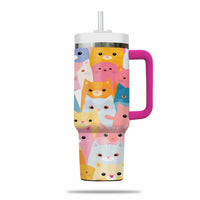 Thumbnail for Cute Cat Tumbler 40oz With Handle, Cat Pattern 40oz Tumbler, Cat Lover Tumbler 40oz, Stainless Steel Tumbler, Insulated Tumbler 09