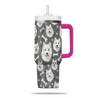 Thumbnail for Cute Samoyed Tumbler 40oz With Handle, Samoyed Pattern 40oz Tumbler, Dog Paw Photo Tumbler with Straw, Dog Lover Tumbler, Stainless Steel Tumbler, Insulated Tumbler 02