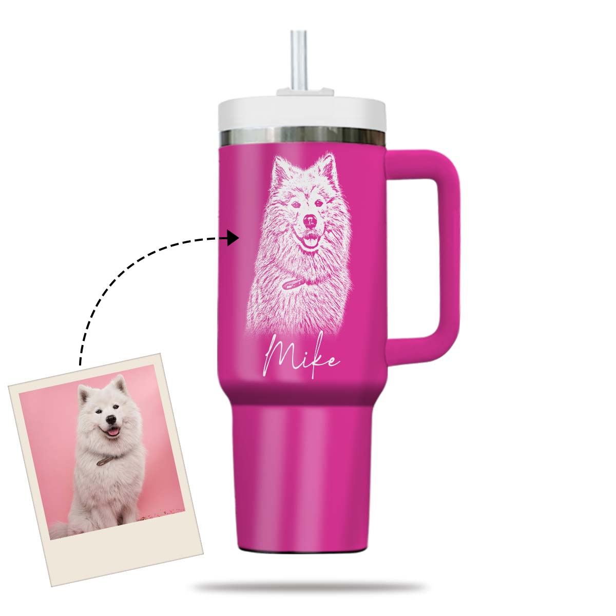 Custom Pet Photo Tumbler 40oz With Handle, Dog Photo Tumbler, Puppies Tumbler with Straw, Dog Lover Tumbler, Favorite Pet Tumbler, Stainless Steel Tumbler, Insulated Tumbler, Pet Photo Gift with Custom Pet Image 06