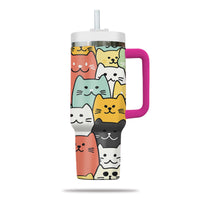 Thumbnail for Cute Cat Tumbler 40oz With Handle, Cat Pattern 40oz Tumbler, Cat Lover Tumbler 40oz, Stainless Steel Tumbler, Insulated Tumbler 26