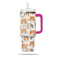 Thumbnail for Cute Cat Tumbler 40oz With Handle, Cat Pattern 40oz Tumbler, Cat Lover Tumbler 40oz, Stainless Steel Tumbler, Insulated Tumbler 16