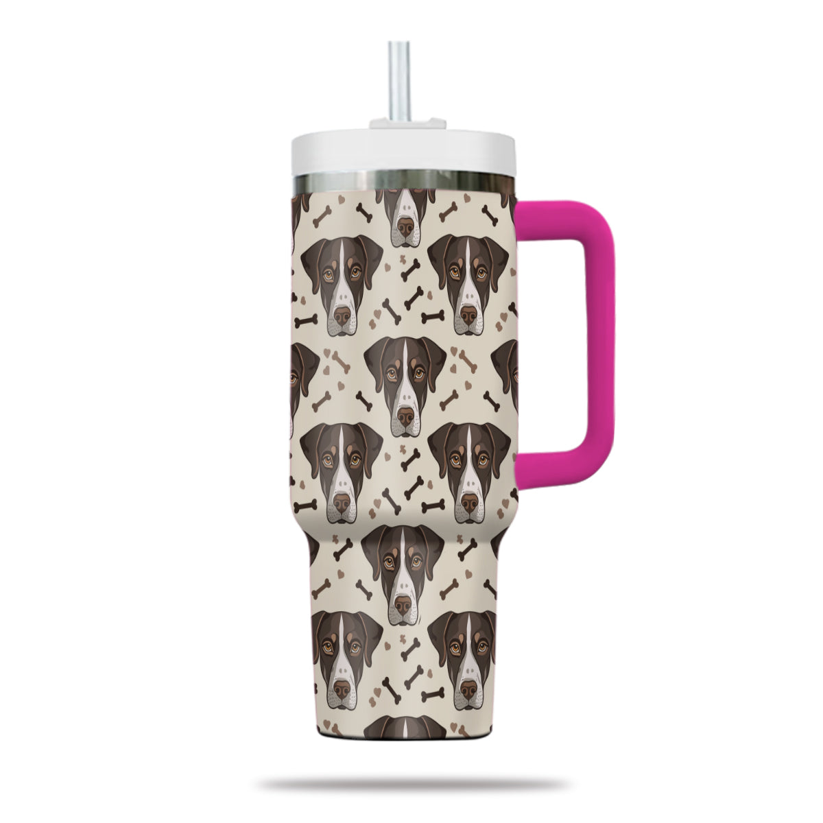 Cute German Shorthaired Pointer Tumbler 40oz With Handle, German Shorthaired Pointer Pattern 40oz Tumbler, Dog Paw Photo Tumbler with Straw, Dog Lover Tumbler, Stainless Steel Tumbler, Insulated Tumbler