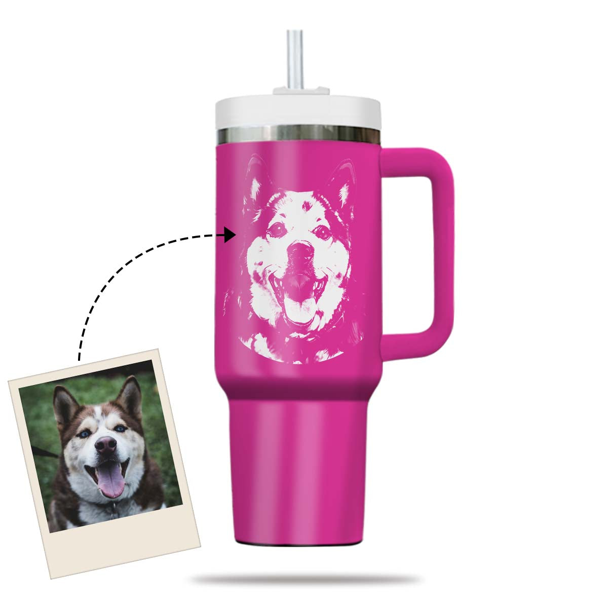 Custom Pet Photo Tumbler 40oz With Handle, Dog Photo Tumbler, Puppies Tumbler with Straw, Dog Lover Tumbler, Favorite Pet Tumbler, Stainless Steel Tumbler, Insulated Tumbler, Pet Photo Gift with Custom Pet Image 08