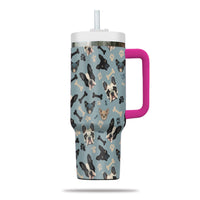 Thumbnail for Cute French Bulldog Tumbler 40oz With Handle, French Bulldog Pattern 40oz Tumbler, Dog Paw Photo Tumbler with Straw, Dog Lover Tumbler, Stainless Steel Tumbler, Insulated Tumbler 02