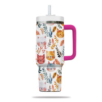 Thumbnail for Cute Cat Tumbler 40oz With Handle, Cat Pattern 40oz Tumbler, Cat Lover Tumbler 40oz, Stainless Steel Tumbler, Insulated Tumbler 12