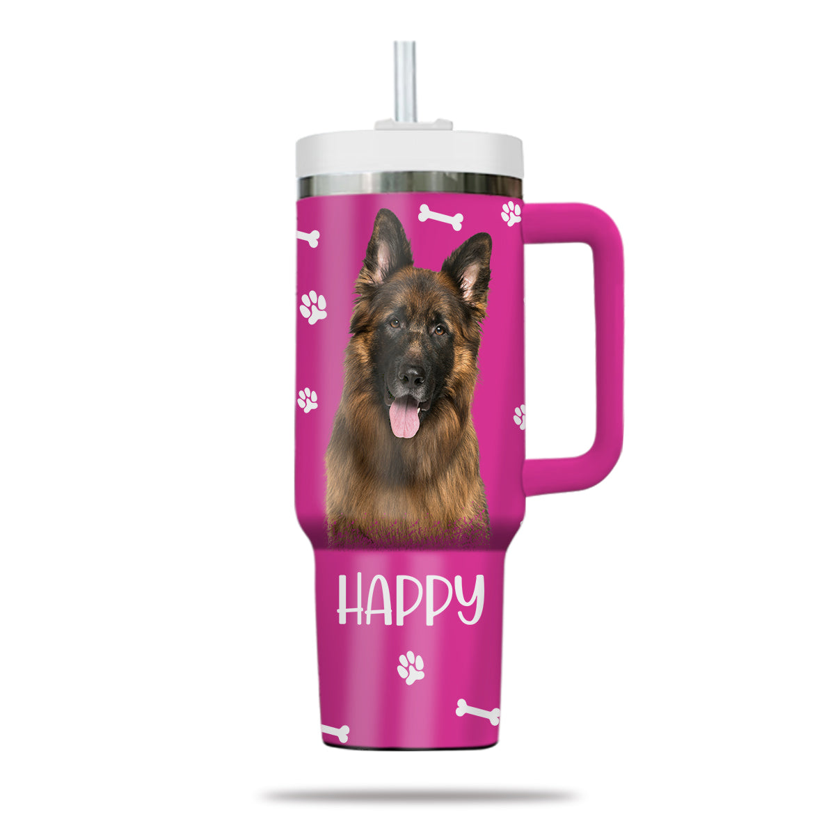 Custom Pet Photo Tumbler 40oz With Handle, Watercolor Pet Portrait From Photo Tumbler,  Personalized Dog Face Photo Tumbler with Straw, Dog Lover Tumbler, Stainless Steel Tumbler, Insulated Tumbler 15