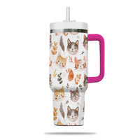 Thumbnail for Cute Cat Tumbler 40oz With Handle, Cat Pattern 40oz Tumbler, Cat Lover Tumbler 40oz, Stainless Steel Tumbler, Insulated Tumbler 15