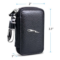Thumbnail for Car Key Cover, Custom For Your Cars, Genuine Leather Car Smart Key Chain Coin Holder Metal Hook and Keyring Wallet Zipper Bag, Car Accessories JG13989