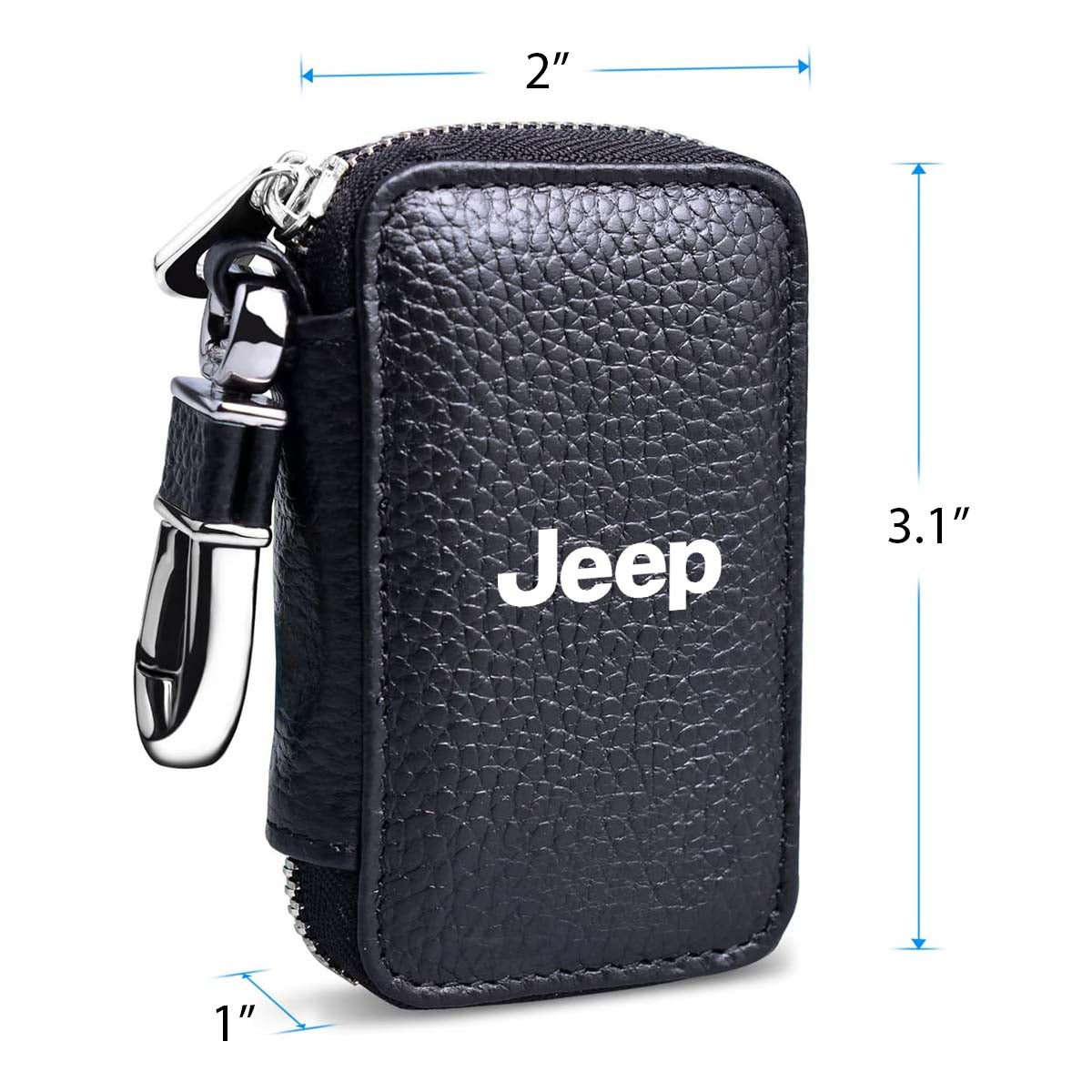 Car Key Cover, Custom For Your Cars, Genuine Leather Car Smart Key Chain Coin Holder Metal Hook and Keyring Wallet Zipper Bag, Car Accessories JE13989