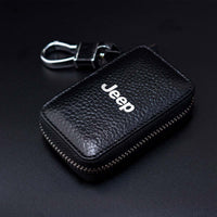 Thumbnail for Car Key Cover, Custom For Your Cars, Genuine Leather Car Smart Key Chain Coin Holder Metal Hook and Keyring Wallet Zipper Bag, Car Accessories JE13989