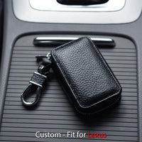 Thumbnail for Car Key Cover, Custom For Your Cars, Genuine Leather Car Smart Key Chain Coin Holder Metal Hook and Keyring Wallet Zipper Bag, Car Accessories FJ13989