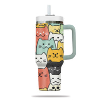 Thumbnail for Cute Cat Tumbler 40oz With Handle, Cat Pattern 40oz Tumbler, Cat Lover Tumbler 40oz, Stainless Steel Tumbler, Insulated Tumbler 26