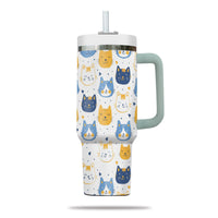 Thumbnail for Cute Cat Tumbler 40oz With Handle, Cat Pattern 40oz Tumbler, Cat Lover Tumbler 40oz, Stainless Steel Tumbler, Insulated Tumbler 17