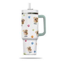 Thumbnail for Custom Pet Photo Tumbler 40oz With Handle, Just A Girl Who Loves Dogs: Personalized Cute Dog Gifts for Dog Mom, Pets, Paw Prints , Puppies Tumbler with Straw, Dog Lover Tumbler, Favorite Pet Tumbler, Stainless Steel Tumbler, Insulated Tumbler 09