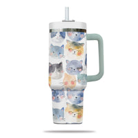 Thumbnail for Cute Cat Tumbler 40oz With Handle, Cat Pattern 40oz Tumbler, Cat Lover Tumbler 40oz, Stainless Steel Tumbler, Insulated Tumbler 18