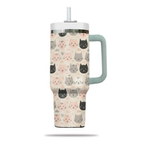 Thumbnail for Cute Cat Tumbler 40oz With Handle, Cat Pattern 40oz Tumbler, Cat Lover Tumbler 40oz, Stainless Steel Tumbler, Insulated Tumbler 11