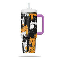 Thumbnail for Cute Cat Tumbler 40oz With Handle, Cat Pattern 40oz Tumbler, Cat Lover Tumbler 40oz, Stainless Steel Tumbler, Insulated Tumbler 28