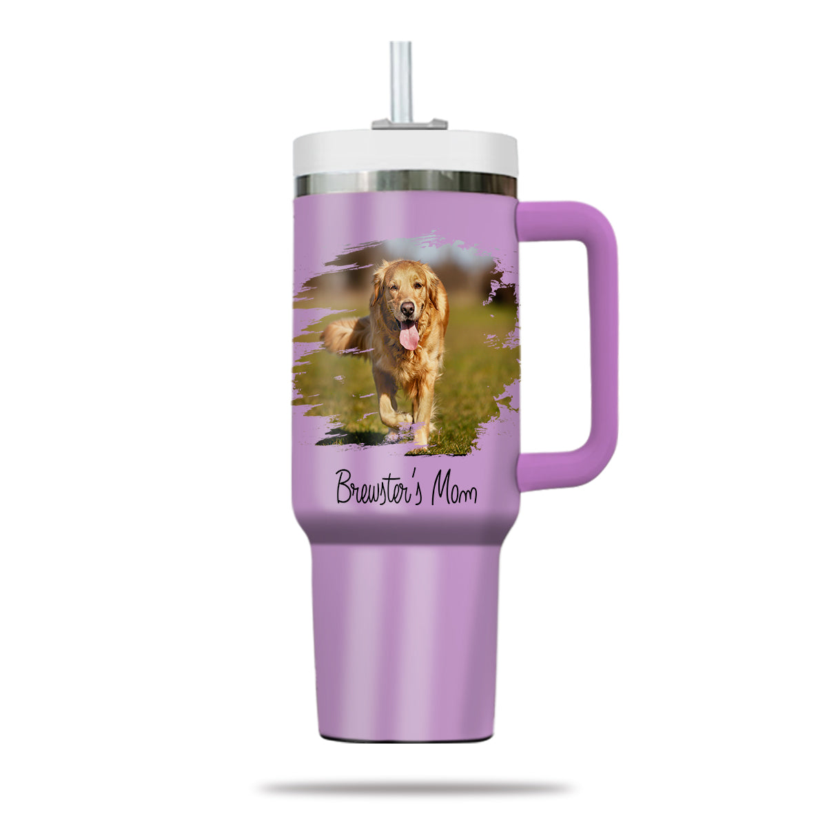 Custom Pet Photo Tumbler 40oz With Handle, Dog Photo Tumbler, Puppies Tumbler with Straw, Dog Lover Tumbler, Favorite Pet Tumbler, Stainless Steel Tumbler, Insulated Tumbler, Pet Photo Gift with Custom Pet Image 02