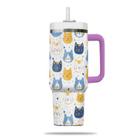 Thumbnail for Cute Cat Tumbler 40oz With Handle, Cat Pattern 40oz Tumbler, Cat Lover Tumbler 40oz, Stainless Steel Tumbler, Insulated Tumbler 17