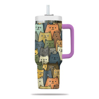 Thumbnail for Cute Cat Tumbler 40oz With Handle, Cat Pattern 40oz Tumbler, Cat Lover Tumbler 40oz, Stainless Steel Tumbler, Insulated Tumbler 20