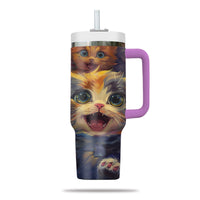 Thumbnail for Cute Cat Tumbler 40oz With Handle, Cat Pattern 40oz Tumbler, Cat Lover Tumbler 40oz, Stainless Steel Tumbler, Insulated Tumbler 22