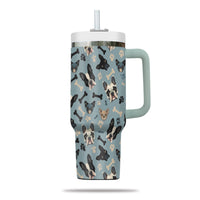 Thumbnail for Cute French Bulldog Tumbler 40oz With Handle, French Bulldog Pattern 40oz Tumbler, Dog Paw Photo Tumbler with Straw, Dog Lover Tumbler, Stainless Steel Tumbler, Insulated Tumbler 02