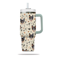 Thumbnail for Cute Chihuahua Tumbler 40oz With Handle, Chihuahua Pattern 40oz Tumbler, Dog Paw Photo Tumbler with Straw, Dog Lover Tumbler, Stainless Steel Tumbler, Insulated Tumbler